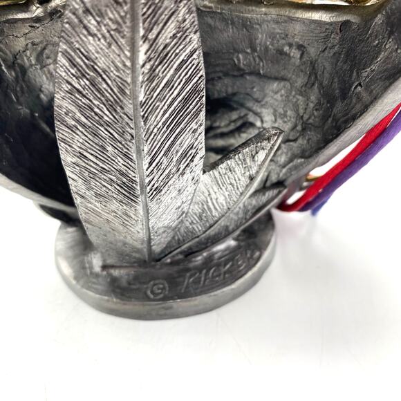 Michael Ricker Pewter Mardi Gras Mask Sculpture with stand Nadine"505/545 signed - Picture 5 of 10